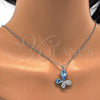 Rhodium Plated Pendant Necklace, Butterfly Design, with Aquamarine and Aurore Boreale Swarovski Crystals, Polished, Rhodium Finish, 04.239.0043.8.18 (01 MM Thickness, 18 Inches Length)