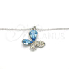 Rhodium Plated Pendant Necklace, Butterfly Design, with Aquamarine and Aurore Boreale Swarovski Crystals, Polished, Rhodium Finish, 04.239.0043.8.18 (01 MM Thickness, 18 Inches Length)