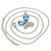 Rhodium Gold Filled Pendant Necklace, Butterfly Design, with Aquamarine and Aurore Boreale Swarovski Crystals, Polished, Rhodium Finish, 04.239.0043.8.18 (01 MM Thickness, 18 Inches Length)