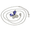 Rhodium Plated Pendant Necklace, Butterfly Design, with Tanzanite and Aurore Boreale Swarovski Crystals, Polished, Rhodium Finish, 04.239.0043.9.18 (01 MM Thickness, 18 Inches Length)