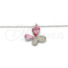 Rhodium Plated Pendant Necklace, Butterfly Design, with Light Rose and Aurore Boreale Swarovski Crystals, Polished, Rhodium Finish, 04.239.0043.10.18 (01 MM Thickness, 18 Inches Length)