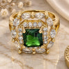 Oro Laminado Multi Stone Ring, Gold Filled Style with Green and White Cubic Zirconia, Polished, Golden Finish, 01.284.0005.08 (Size 8)