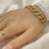 Oro Laminado Fancy Bracelet, Gold Filled Style with White Cubic Zirconia, Polished, Golden Finish, 03.284.0005.09 (14 MM Thickness, 9 Inches Length)