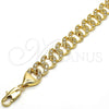 Oro Laminado Fancy Bracelet, Gold Filled Style with White Cubic Zirconia, Polished, Golden Finish, 03.284.0005.09 (14 MM Thickness, 9 Inches Length)