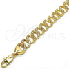 Oro Laminado Fancy Bracelet, Gold Filled Style with White Cubic Zirconia, Polished, Golden Finish, 03.284.0005.09 (14 MM Thickness, 9 Inches Length)