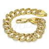 Oro Laminado Fancy Bracelet, Gold Filled Style with White Cubic Zirconia, Polished, Golden Finish, 03.284.0005.09 (14 MM Thickness, 9 Inches Length)