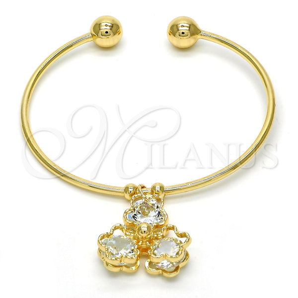 Gold Filled Jewelry — Individual Bangle Flower Design with White Cubic Zirconia — main product view — SKU 113566 | Oro Laminado joyería — Individual Bangle flor diseño with blanco Cubic Zirconia — SKU 113566