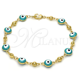 Gold Filled Bracelet — Fancy Bracelet Evil Eye Design Green Enamel 03. — main product view — SKU 113569 | Oro Laminado brazalete — elegante Bracelet Evil Eye diseño Green Enamel 03. — SKU 113569
