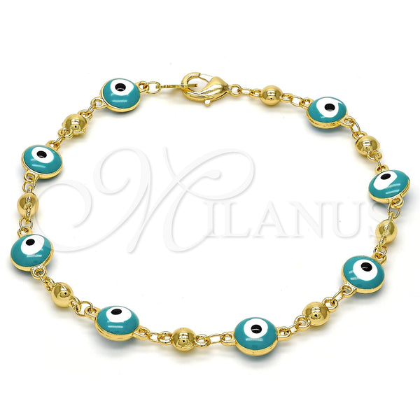 Gold Filled Bracelet — Fancy Bracelet Evil Eye Design Green Enamel 03. — main product view — SKU 113569 | Oro Laminado brazalete — elegante Bracelet Evil Eye diseño Green Enamel 03. — SKU 113569