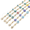 Oro Laminado Fancy Bracelet, Gold Filled Style Evil Eye Design, Green Enamel Finish, Golden Finish, 03.213.0019.2.08 (08 MM Thickness, 8 Inches Length)