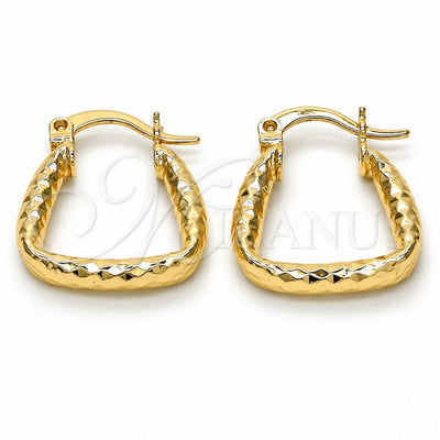 Oro Laminado Small Hoop, Gold Filled Style Diamond Cutting Finish, Golden Finish, 02.170.0160.15