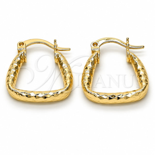 Oro Laminado Small Hoop, Gold Filled Style Diamond Cutting Finish, Golden Finish, 02.170.0160.15