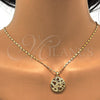 Oro Laminado Pendant Necklace, Gold Filled Style Heart Design, with White Micro Pave, Polished, Golden Finish, 04.199.0021.20 (02 MM Thickness, 20 Inches Length)
