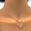 Oro Laminado Pendant Necklace, Gold Filled Style Heart Design, with White Micro Pave, Polished, Golden Finish, 04.199.0021.20 (02 MM Thickness, 20 Inches Length)