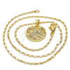 Oro Laminado Pendant Necklace, Gold Filled Style Heart Design, with White Micro Pave, Polished, Golden Finish, 04.199.0021.20 (02 MM Thickness, 20 Inches Length)