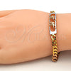 Oro Laminado ID Bracelet, Gold Filled Style Elephant Design, Polished, Tricolor, 03.102.0028.08 (05 MM Thickness, 8 Inches Length)