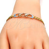 Oro Laminado ID Bracelet, Gold Filled Style Elephant Design, Polished, Tricolor, 03.102.0028.08 (05 MM Thickness, 8 Inches Length)