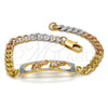 Oro Laminado ID Bracelet, Gold Filled Style Elephant Design, Polished, Tricolor, 03.102.0028.08 (05 MM Thickness, 8 Inches Length)