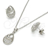 Sterling Silver Earring and Pendant Adult Set, Teardrop Design, with White Micro Pave, Polished, Rhodium Finish, 10.174.0231