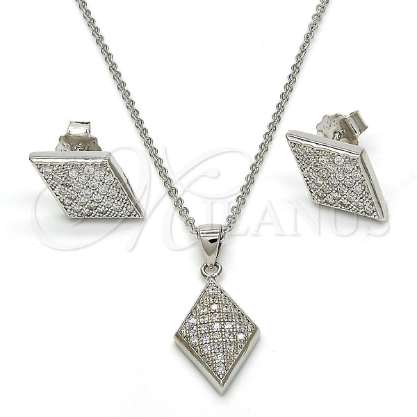 Sterling Silver Ring — Earring and Pendant Adult Set with White Micro — main product view — SKU 113681 | Plata 925 anillo — Earring and Pendant Adult Set with blanco Micro — SKU 113681