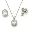 Sterling Silver Earring and Pendant Adult Set, with White Cubic Zirconia and White Micro Pave, Polished, Rhodium Finish, 10.174.0241