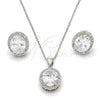 Sterling Silver Earring and Pendant Adult Set, with White Cubic Zirconia and White Micro Pave, Polished, Rhodium Finish, 10.174.0241