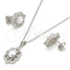 Sterling Silver Earring and Pendant Adult Set, with White Micro Pave and White Cubic Zirconia, Polished, Rhodium Finish, 10.174.0249