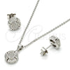Sterling Silver Earring and Pendant Adult Set, with White Micro Pave, Polished, Rhodium Finish, 10.174.0253