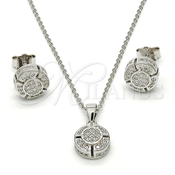Sterling Silver Ring — Earring and Pendant Adult Set with White Micro — main product view — SKU 113694 | Plata 925 anillo — Earring and Pendant Adult Set with blanco Micro — SKU 113694