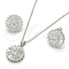 Sterling Silver Earring and Pendant Adult Set, with White Cubic Zirconia, Polished, Rhodium Finish, 10.174.0269