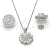 Sterling Silver Earring and Pendant Adult Set, with White Cubic Zirconia, Polished, Rhodium Finish, 10.174.0269