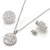 Sterling Silver Earring and Pendant Adult Set, with White Cubic Zirconia, Polished, Rhodium Finish, 10.174.0269