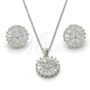 Sterling Silver Earring and Pendant Adult Set, with White Cubic Zirconia, Polished, Rhodium Finish, 10.174.0269