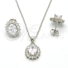 Sterling Silver Earring and Pendant Adult Set, with White Cubic Zirconia, Polished, Rhodium Finish, 10.174.0273