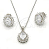 Sterling Silver Earring and Pendant Adult Set, with White Cubic Zirconia, Polished, Rhodium Finish, 10.174.0273