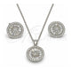 Sterling Silver Earring and Pendant Adult Set, Flower Design, with White Cubic Zirconia, Polished, Rhodium Finish, 10.174.0276