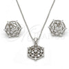 Sterling Silver Earring and Pendant Adult Set, with White Cubic Zirconia, Polished, Rhodium Finish, 10.175.0019