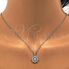 Sterling Silver Earring and Pendant Adult Set, Flower Design, with White Cubic Zirconia, Polished, Rhodium Finish, 10.175.0020