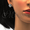 Sterling Silver Earring and Pendant Adult Set, with White Cubic Zirconia, Polished, Rhodium Finish, 10.175.0021
