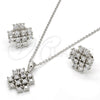 Sterling Silver Earring and Pendant Adult Set, with White Cubic Zirconia, Polished, Rhodium Finish, 10.175.0021