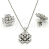 Sterling Silver Earring and Pendant Adult Set, with White Cubic Zirconia, Polished, Rhodium Finish, 10.175.0021