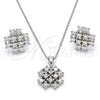 Sterling Silver Earring and Pendant Adult Set, with White Cubic Zirconia, Polished, Rhodium Finish, 10.175.0021