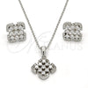 Sterling Silver Earring and Pendant Adult Set, with White Cubic Zirconia, Polished, Rhodium Finish, 10.175.0022