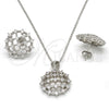 Sterling Silver Earring and Pendant Adult Set, with White Cubic Zirconia, Polished, Rhodium Finish, 10.175.0025
