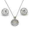Sterling Silver Earring and Pendant Adult Set, with White Cubic Zirconia, Polished, Rhodium Finish, 10.175.0025