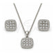 Sterling Silver Earring and Pendant Adult Set, with White Cubic Zirconia and White Micro Pave, Polished, Rhodium Finish, 10.175.0027