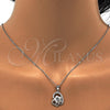 Sterling Silver Earring and Pendant Adult Set, Flower Design, with White Cubic Zirconia, Polished, Rhodium Finish, 10.285.0009