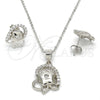 Sterling Silver Earring and Pendant Adult Set, Flower Design, with White Cubic Zirconia, Polished, Rhodium Finish, 10.285.0009