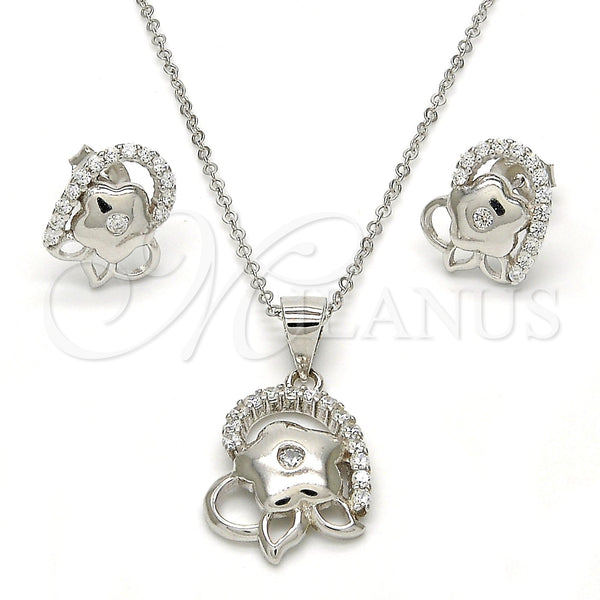 Sterling Silver Ring — Earring and Pendant Adult Set Flower Design with — main product view — SKU 113798 | Plata 925 anillo — Earring and Pendant Adult Set flor diseño with — SKU 113798