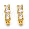 Oro Laminado Huggie Hoop, Gold Filled Style Baguette Design, with White Cubic Zirconia, Polished, Golden Finish, 02.267.0008.15